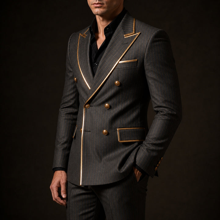 Doratura Gold-Trim Pinstripe Blazer — ce_pivot_side_01