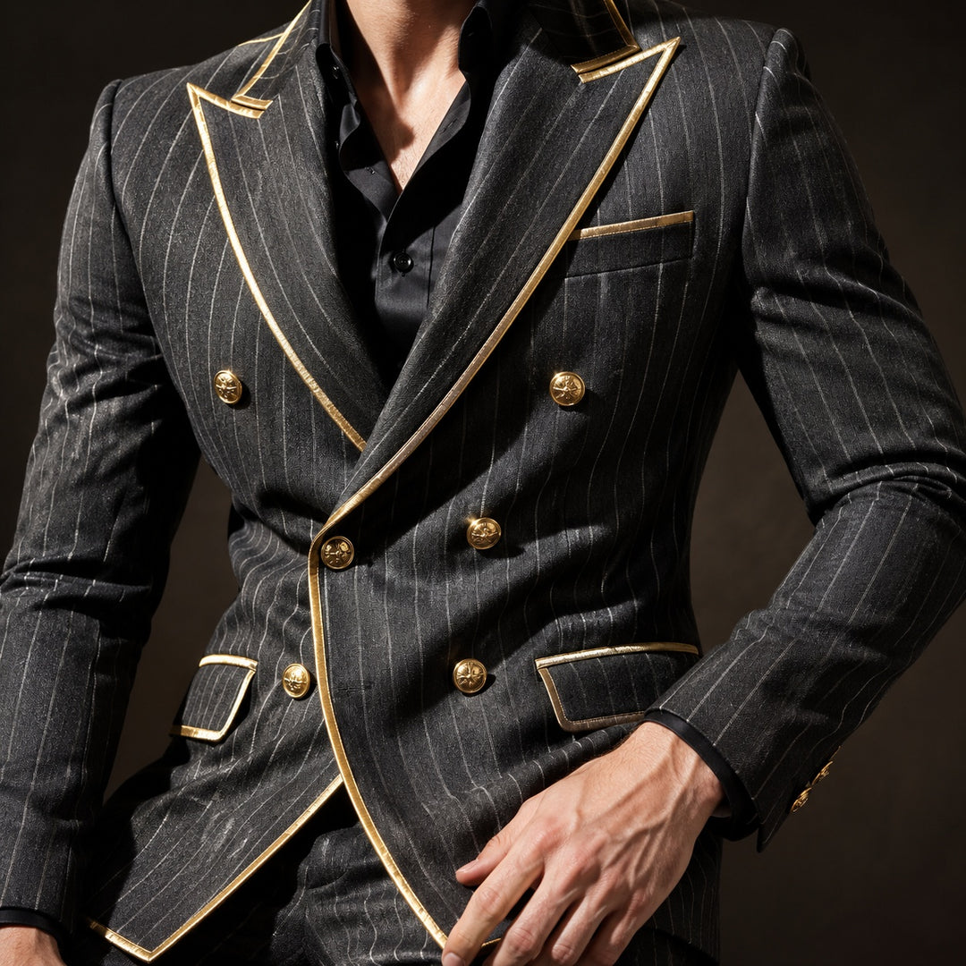 Doratura Gold-Trim Pinstripe Blazer — ce_studio_01