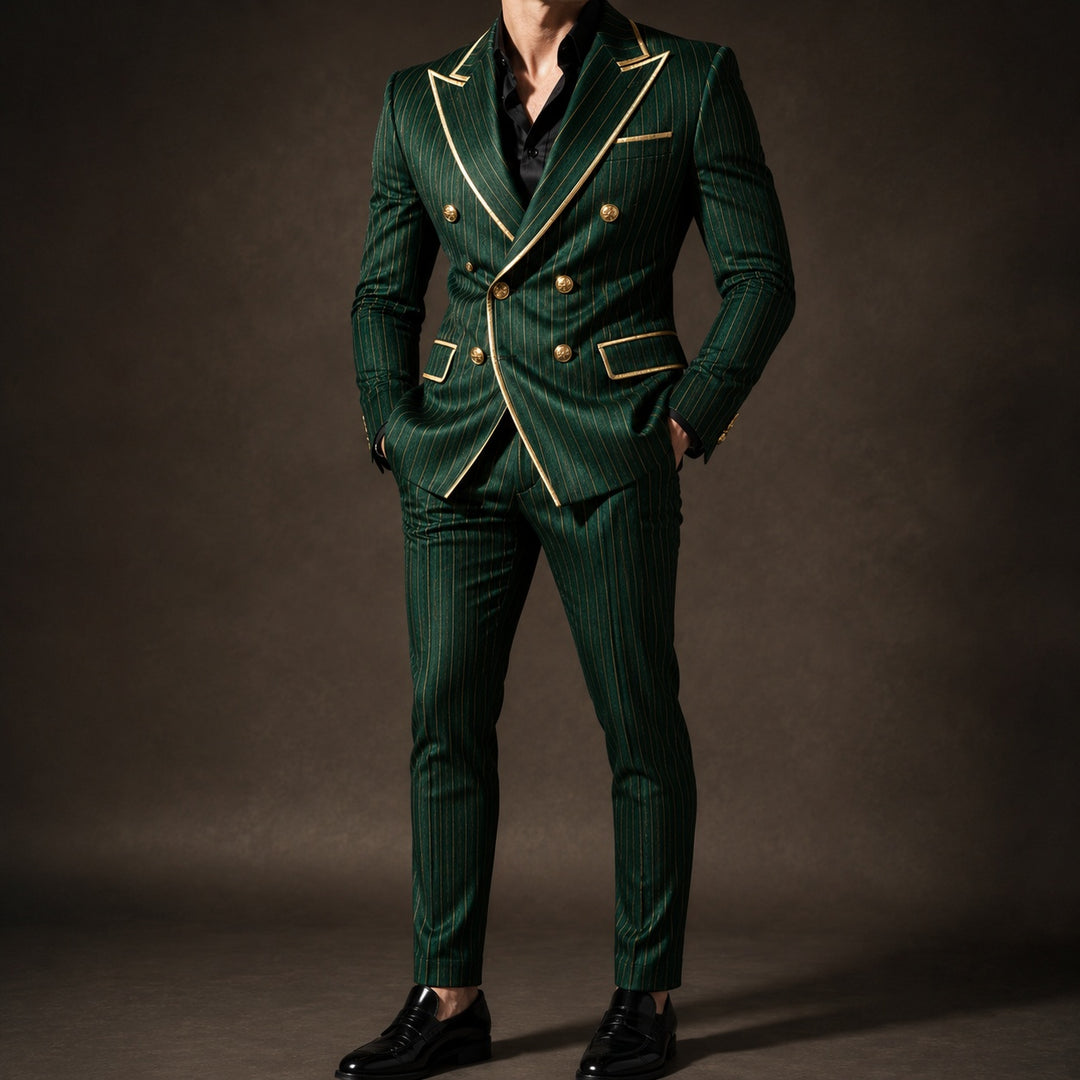 Doratura Gold-Trim Pinstripe Blazer — ce_studio_01