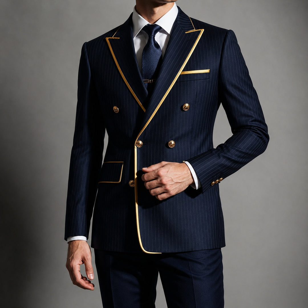 Doratura Gold-Trim Pinstripe Blazer — ce_studio_01