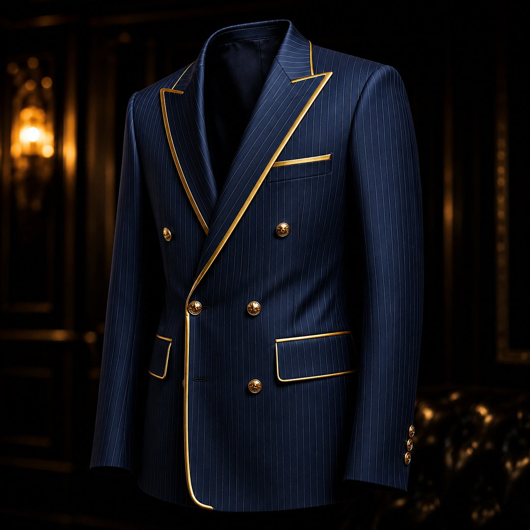 Doratura Gold-Trim Pinstripe Blazer — ce_metastatic_01