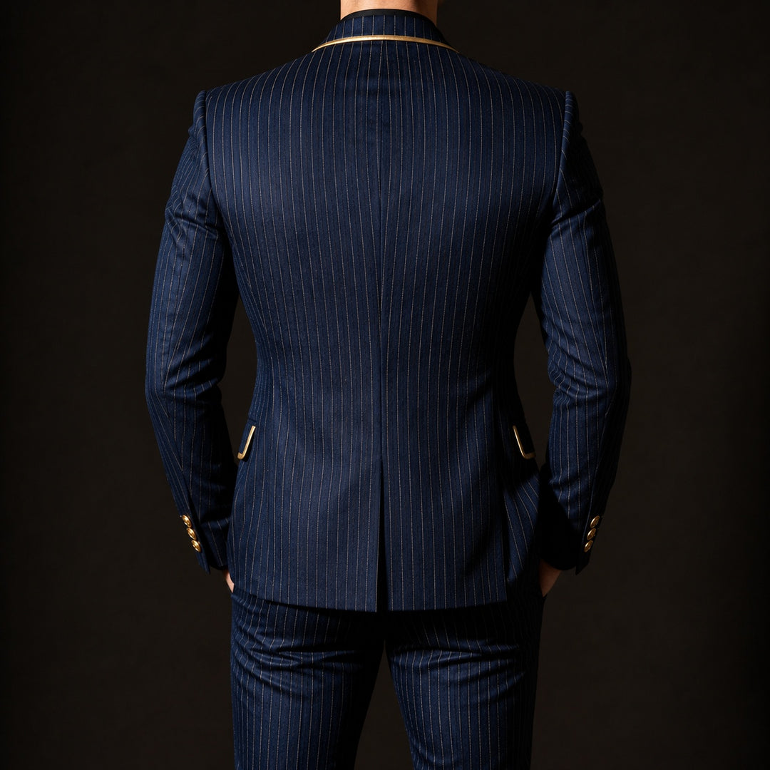 Doratura Gold-Trim Pinstripe Blazer — ce_pivot_back_01