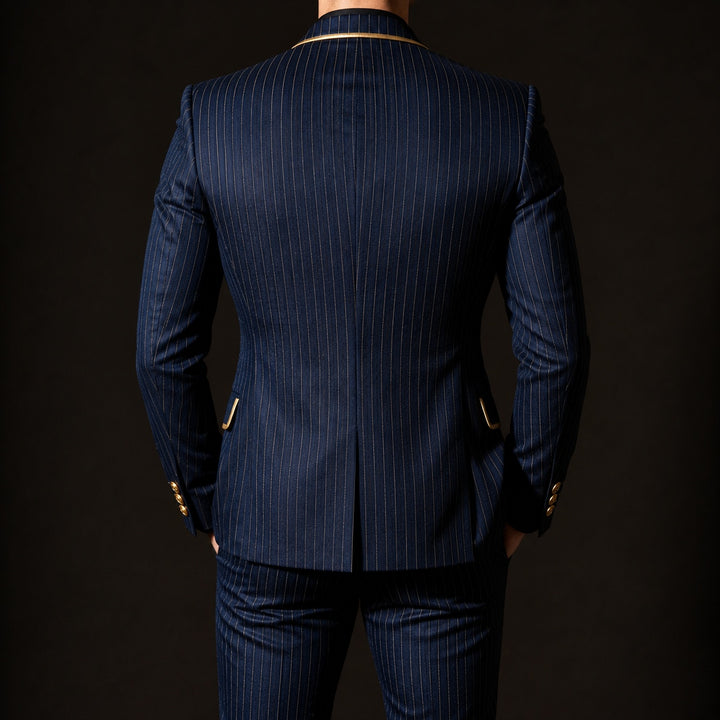 Doratura Gold-Trim Pinstripe Blazer — ce_pivot_back_01