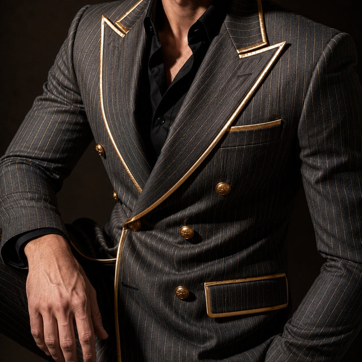 Doratura Gold-Trim Pinstripe Blazer — ce_studio_01