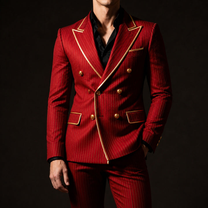 Doratura Gold-Trim Pinstripe Blazer — ce_pivot_front_07