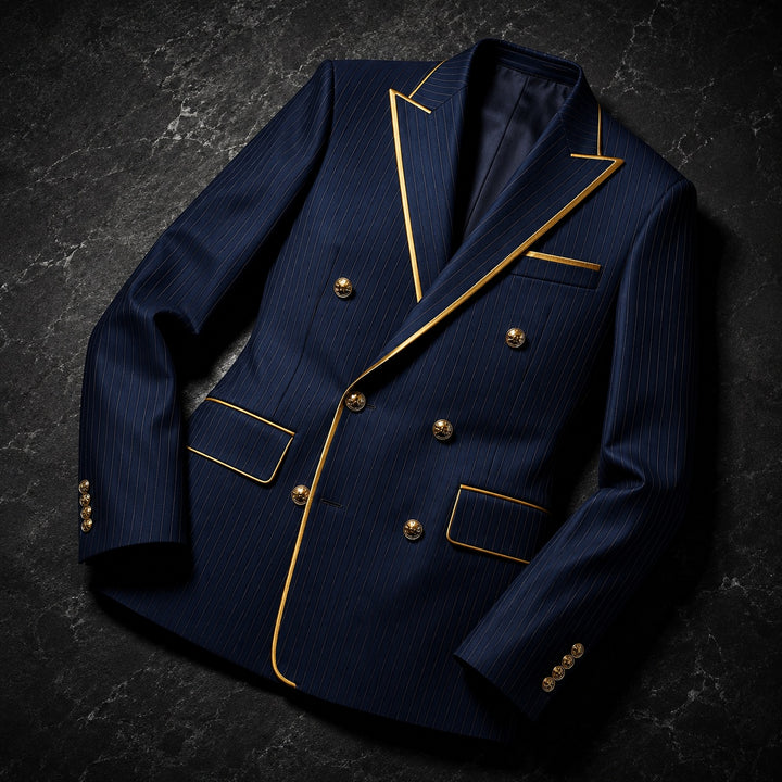 Doratura Gold-Trim Pinstripe Blazer — ce_metastatic_08