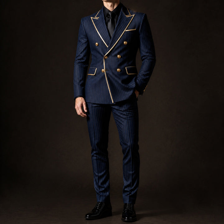 Doratura Gold-Trim Pinstripe Blazer — ce_studio_01