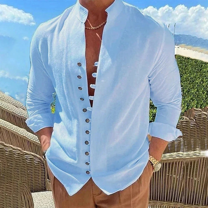 Seaside Band-Collar Shirt