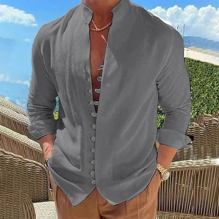Seaside Band-Collar Shirt