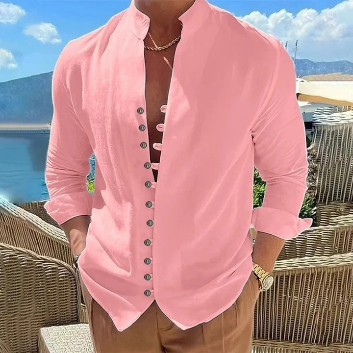 Seaside Band-Collar Shirt
