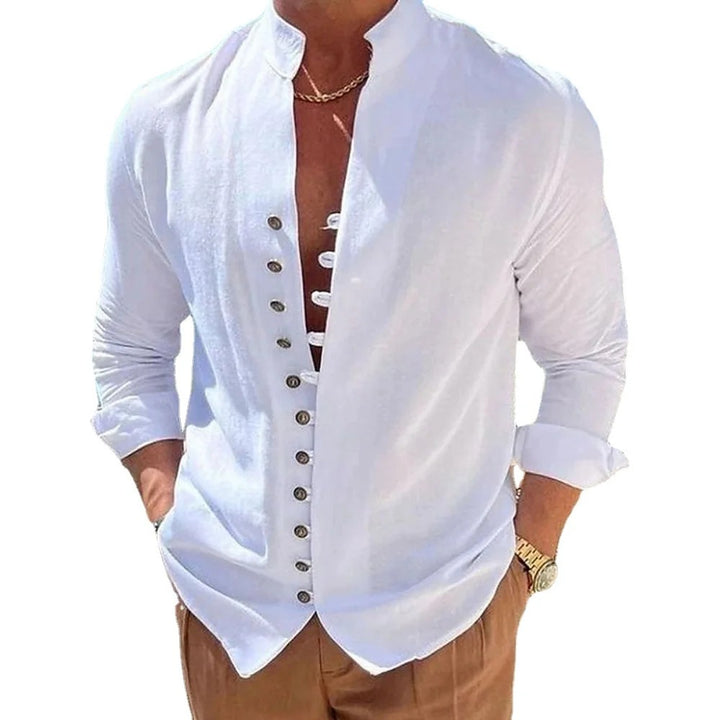 Seaside Band-Collar Shirt