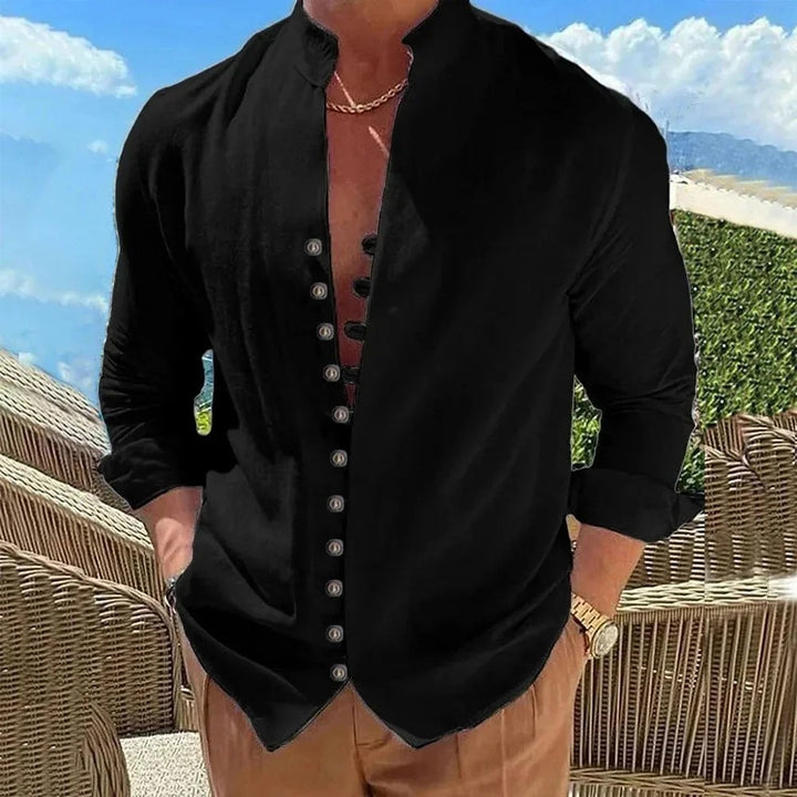 Seaside Band-Collar Shirt