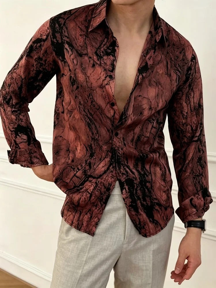 Marbled Print Resort Shirt