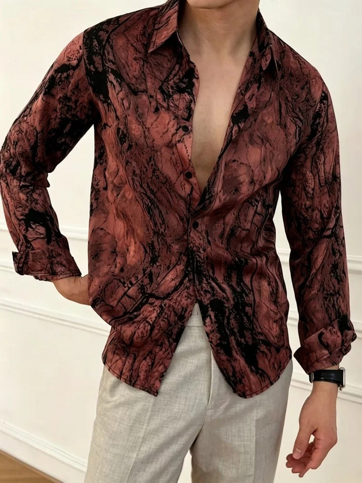 Marbled Print Resort Shirt
