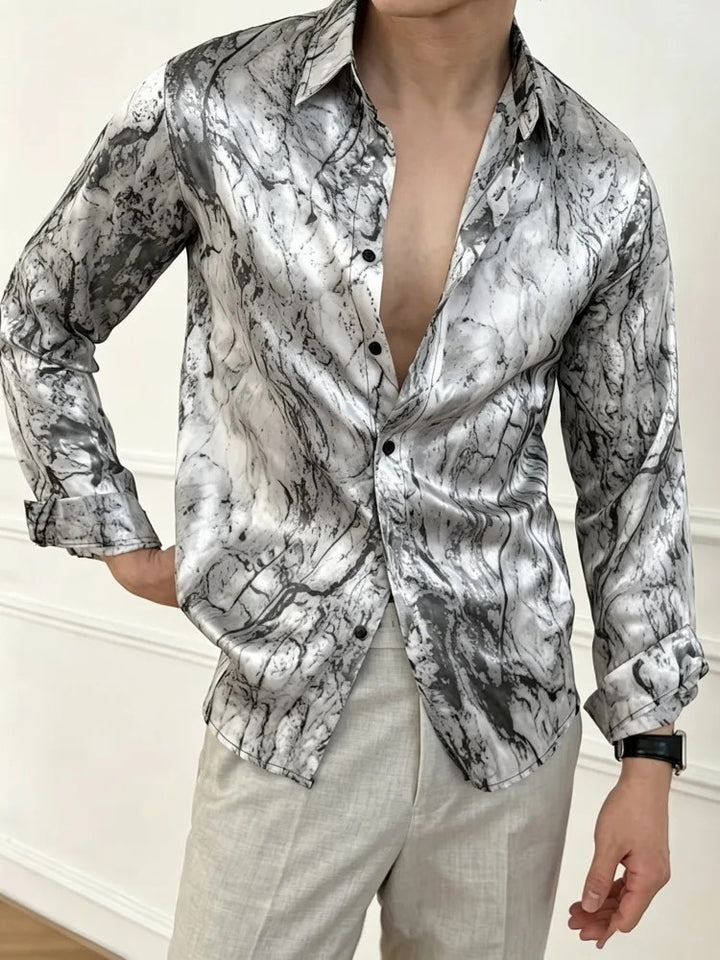 Marbled Print Resort Shirt