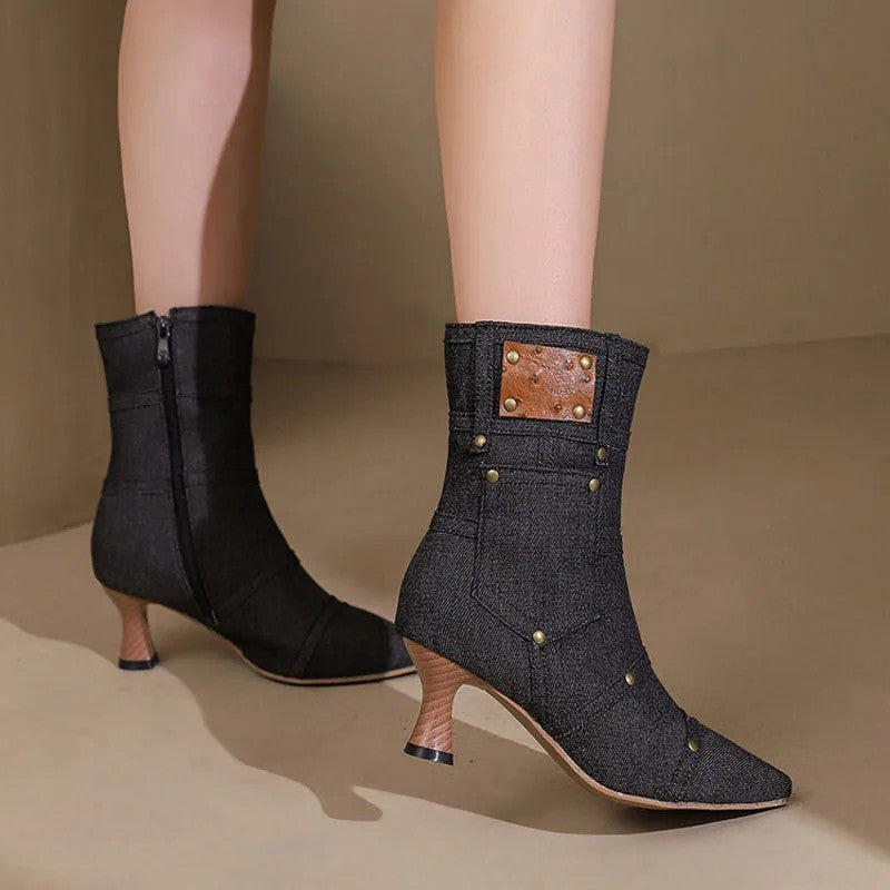Rivetta Denim Ankle Boots