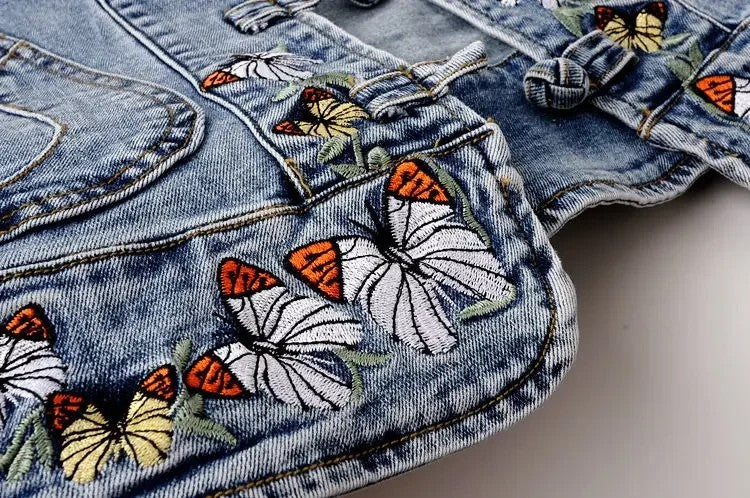 Wildflower Frog-Button Denim Jacket
