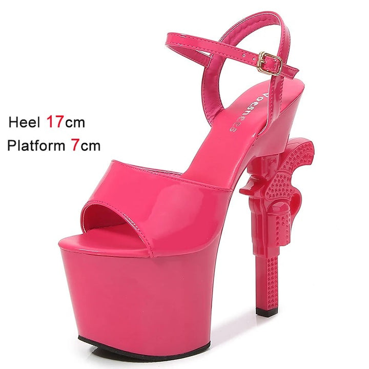 Revolvera Sculpted Gun-Heel Platform Sandals