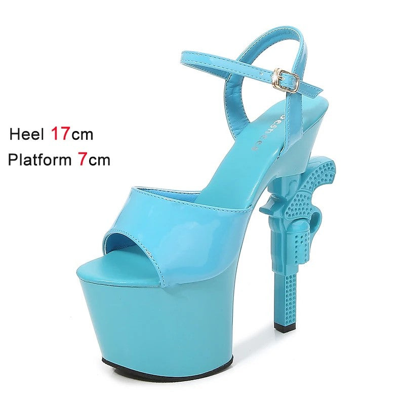 Revolvera Sculpted Gun-Heel Platform Sandals