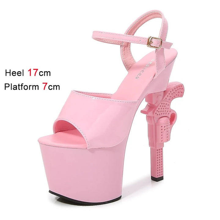 Revolvera Sculpted Gun-Heel Platform Sandals