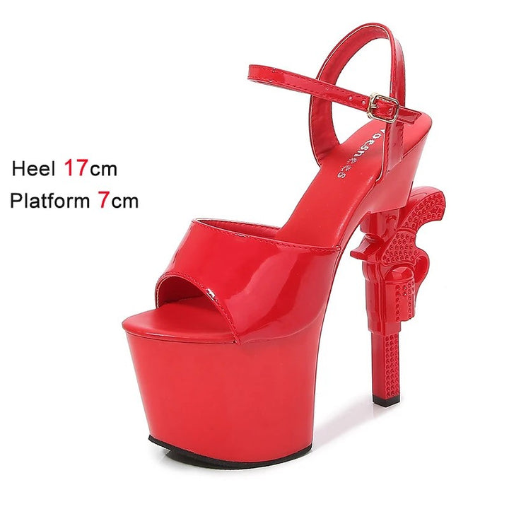 Revolvera Sculpted Gun-Heel Platform Sandals