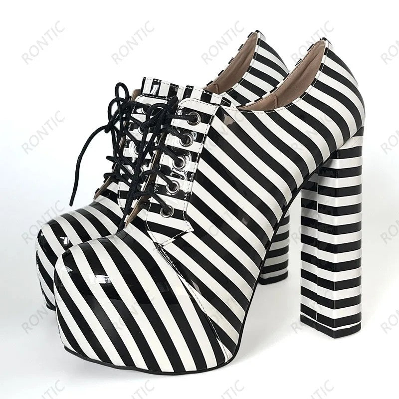 Marinara Striped Platform Pumps