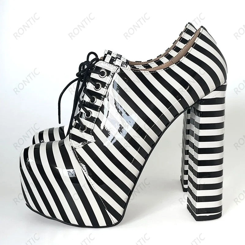 Marinara Striped Platform Pumps