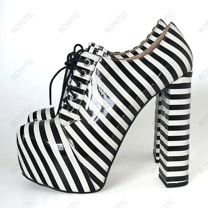 Marinara Striped Platform Pumps