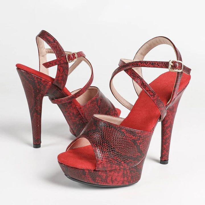 Pitona Snake-Print Platform Stilettos