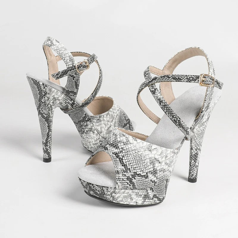 Pitona Snake-Print Platform Stilettos
