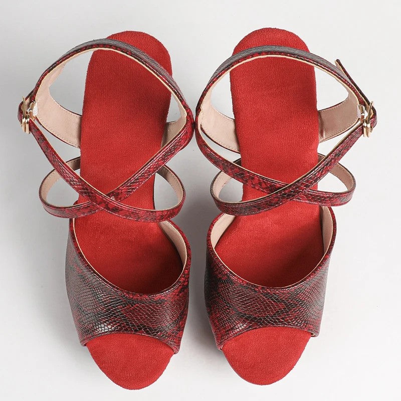 Pitona Snake-Print Platform Stilettos