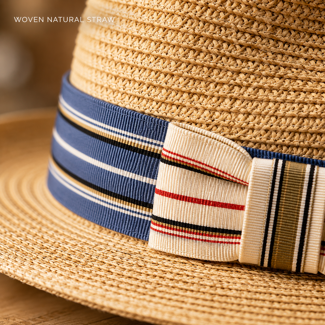 Boardwalk Striped Straw Fedora — 02_straw_weave_macro