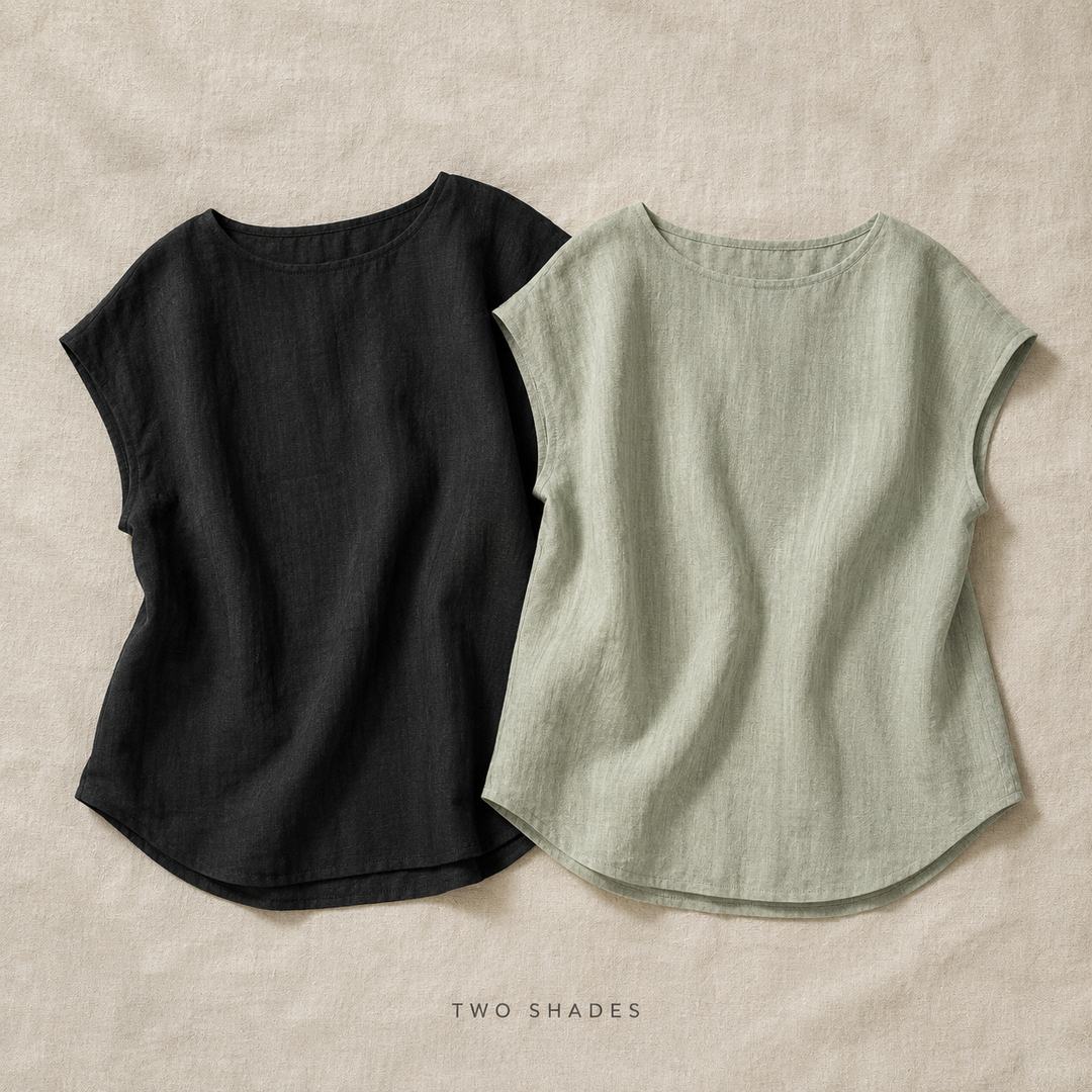 Claudette Cap Sleeve Linen Top — 04_dual_variant_hero