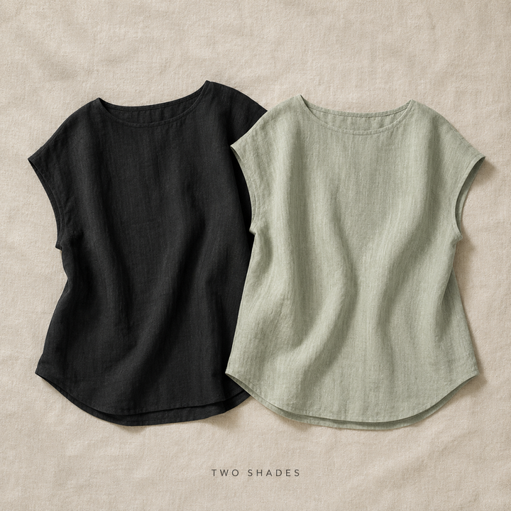 Claudette Cap Sleeve Linen Top — 04_dual_variant_hero