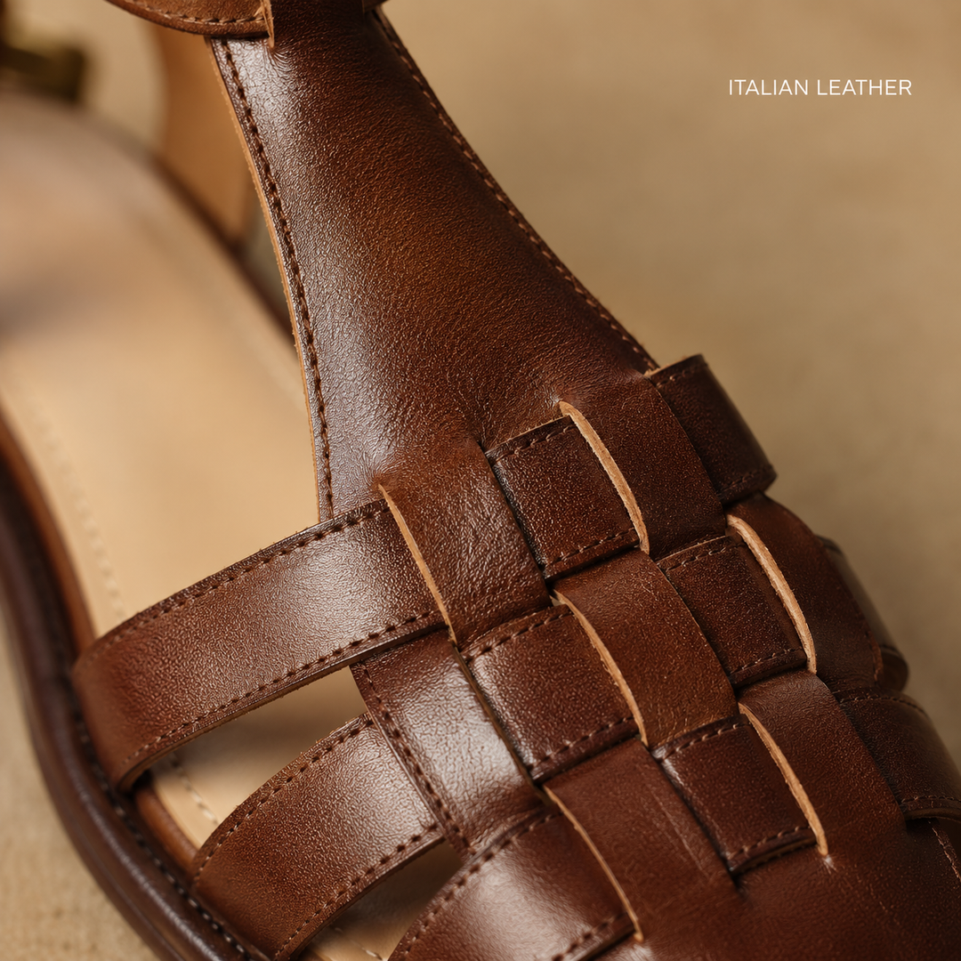 Tessari Woven T-Strap Sandals — 02_woven_macro_detail