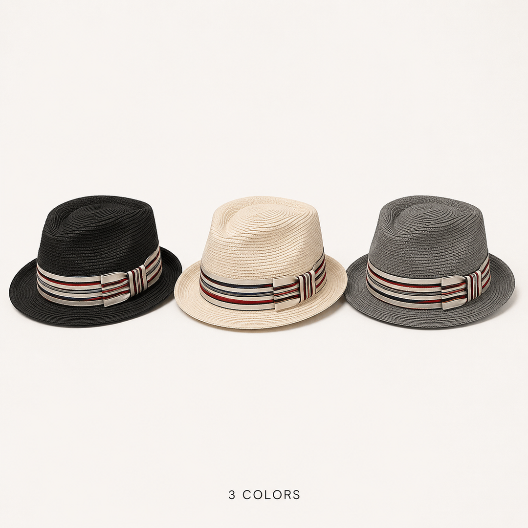 Boardwalk Striped Straw Fedora — 04_three_color_variant_lineup