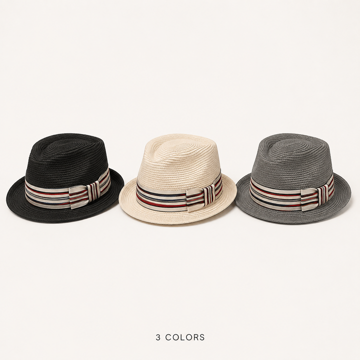 Boardwalk Striped Straw Fedora — 04_three_color_variant_lineup