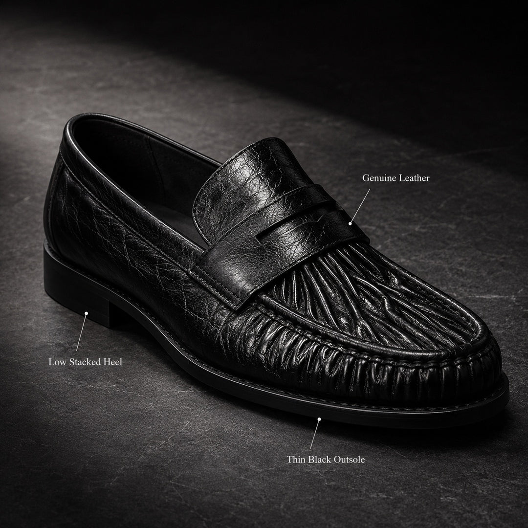 Increspato Pleated-Toe Leather Loafers — ce_metastatic_06