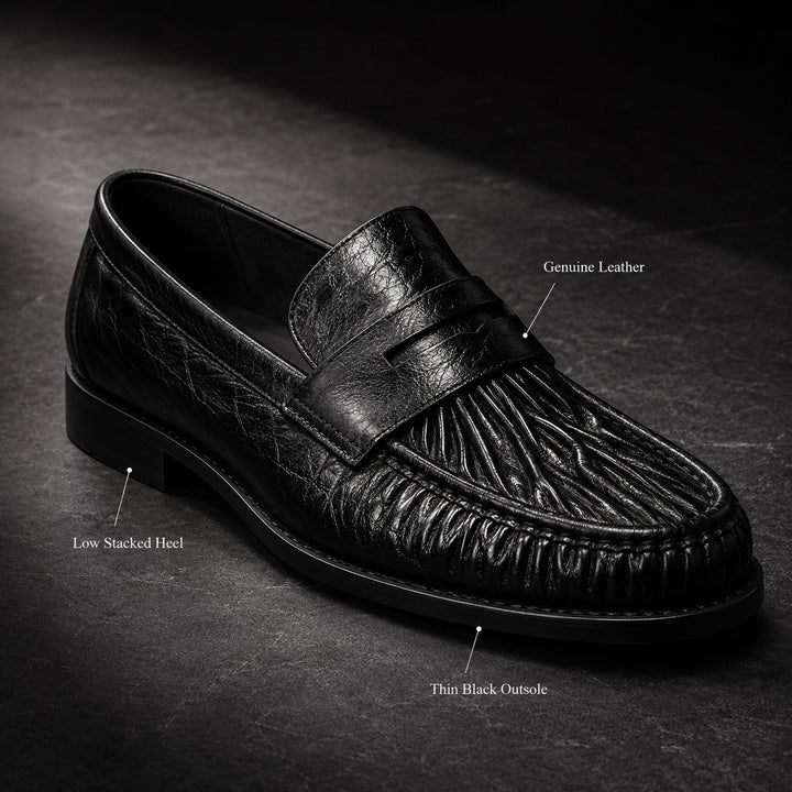 Increspato Pleated-Toe Leather Loafers — ce_metastatic_06