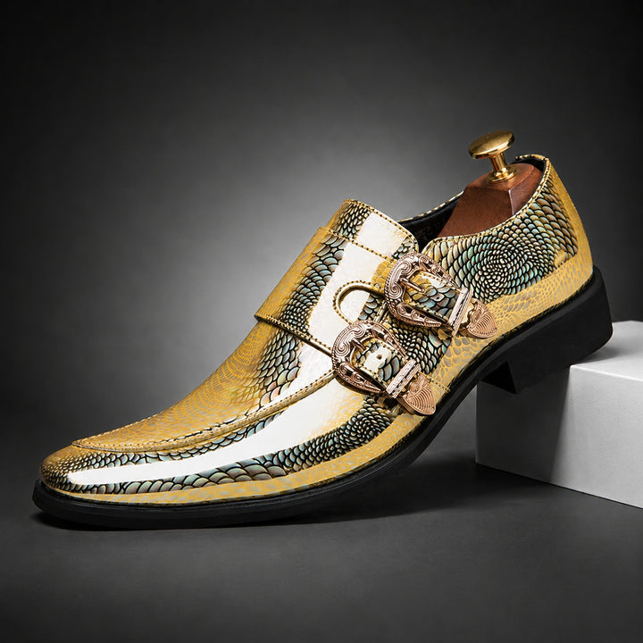 Iridiana Buckle Snake Loafers — ce_angle_01