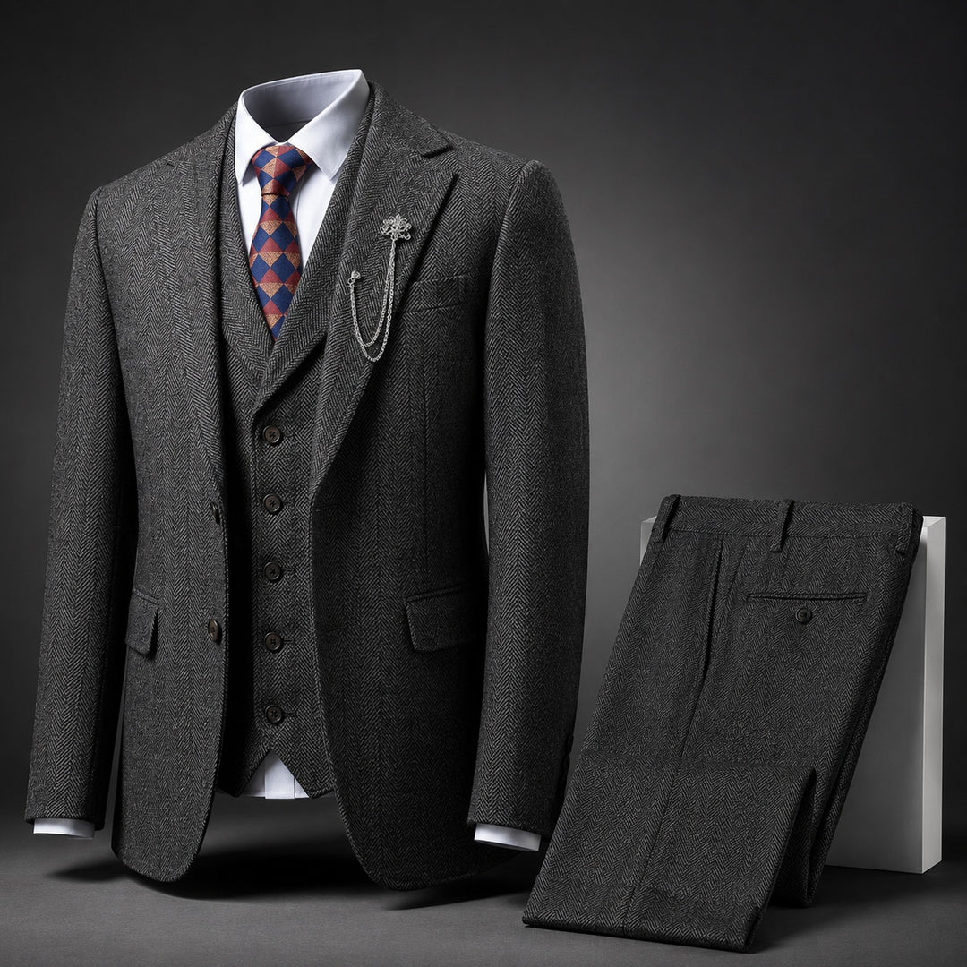 Lisca Herringbone Three-Piece Suit — ce_angle_01