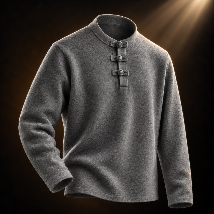 Mandarin Frog-Button Wool Pullover — ce_soul_s3_01