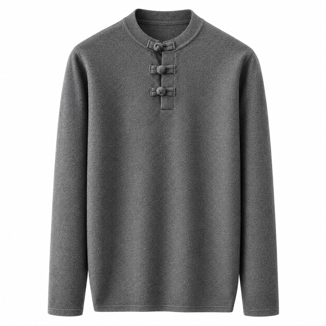 Mandarin Frog-Button Wool Pullover — ce_wb_01