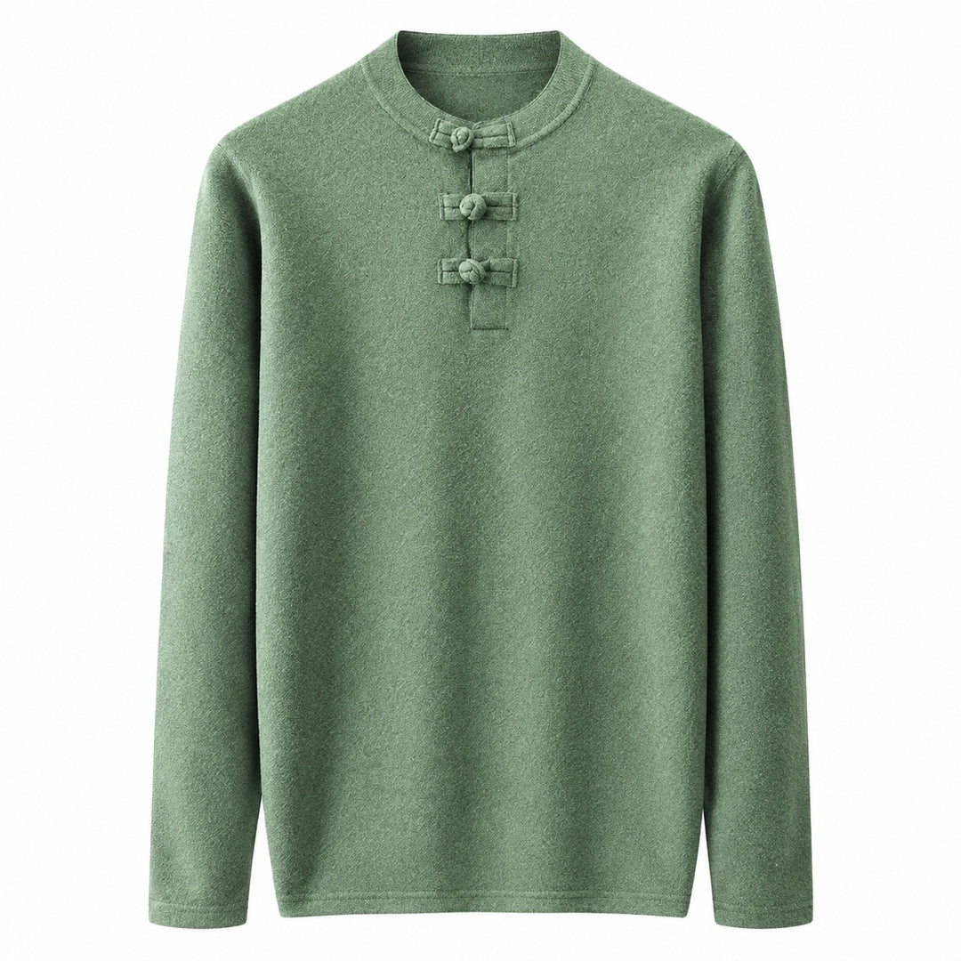 Mandarin Frog-Button Wool Pullover — ce_wb_01