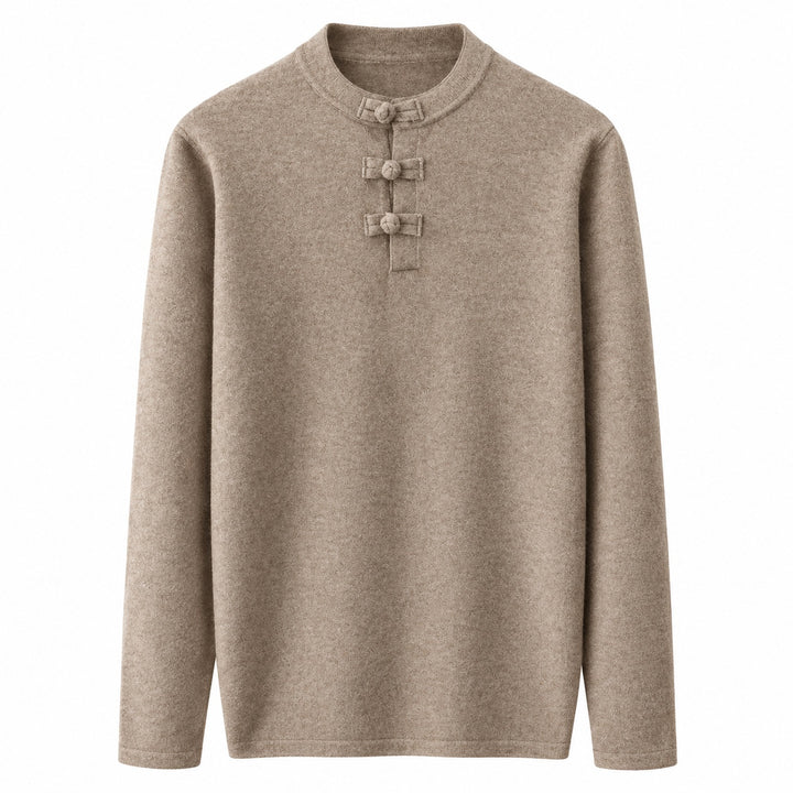 Mandarin Frog-Button Wool Pullover — ce_wb_01