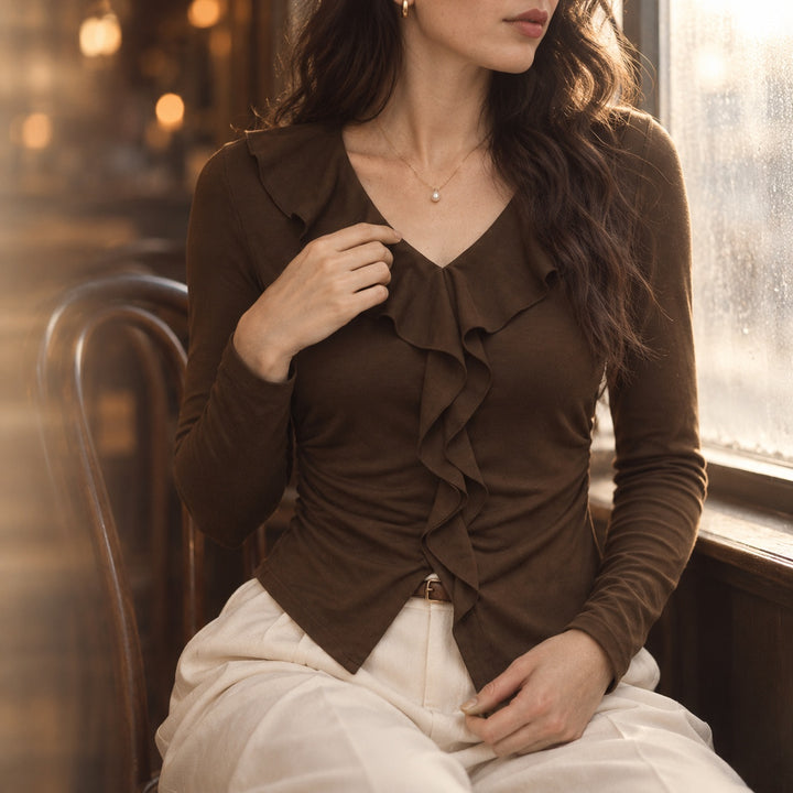 Margaux Ruffle V-Neck Top — ce_maiden_01