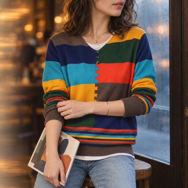 Mondrian Colorblock V-Neck Top — ce_maiden_01