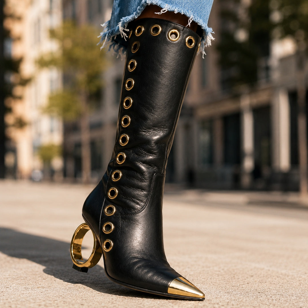 Occhiello Grommet Knee-High Boots — ce_brooklyn_s123_03