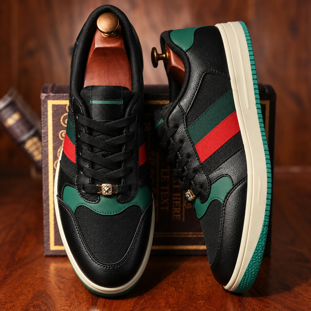 Palazzo Stripe Court Sneakers — ce_angle_01