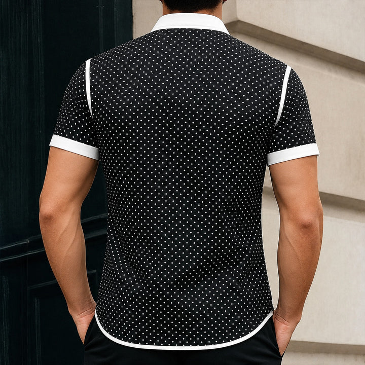 Pallino Contrast-Trim Polka Dot Shirt — ce_pivot_back_01